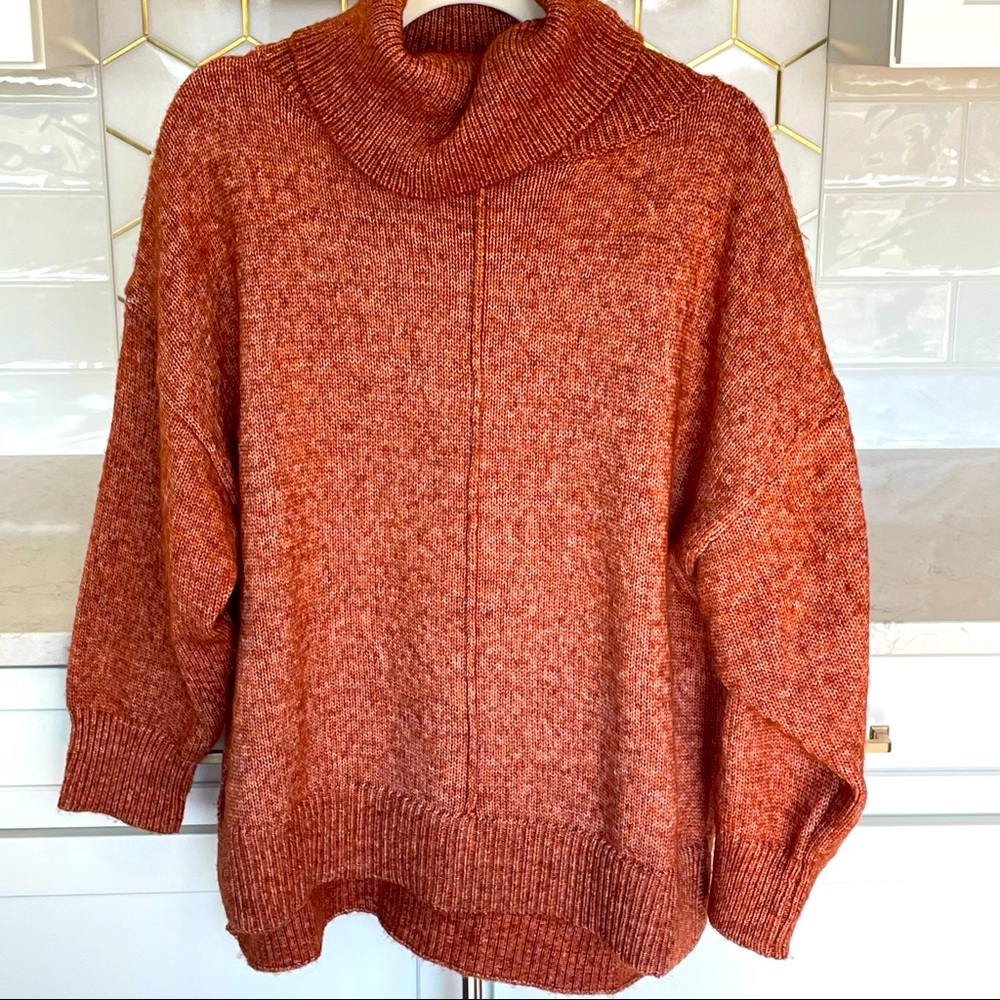 NWOT Mod orange cowlneck sweater